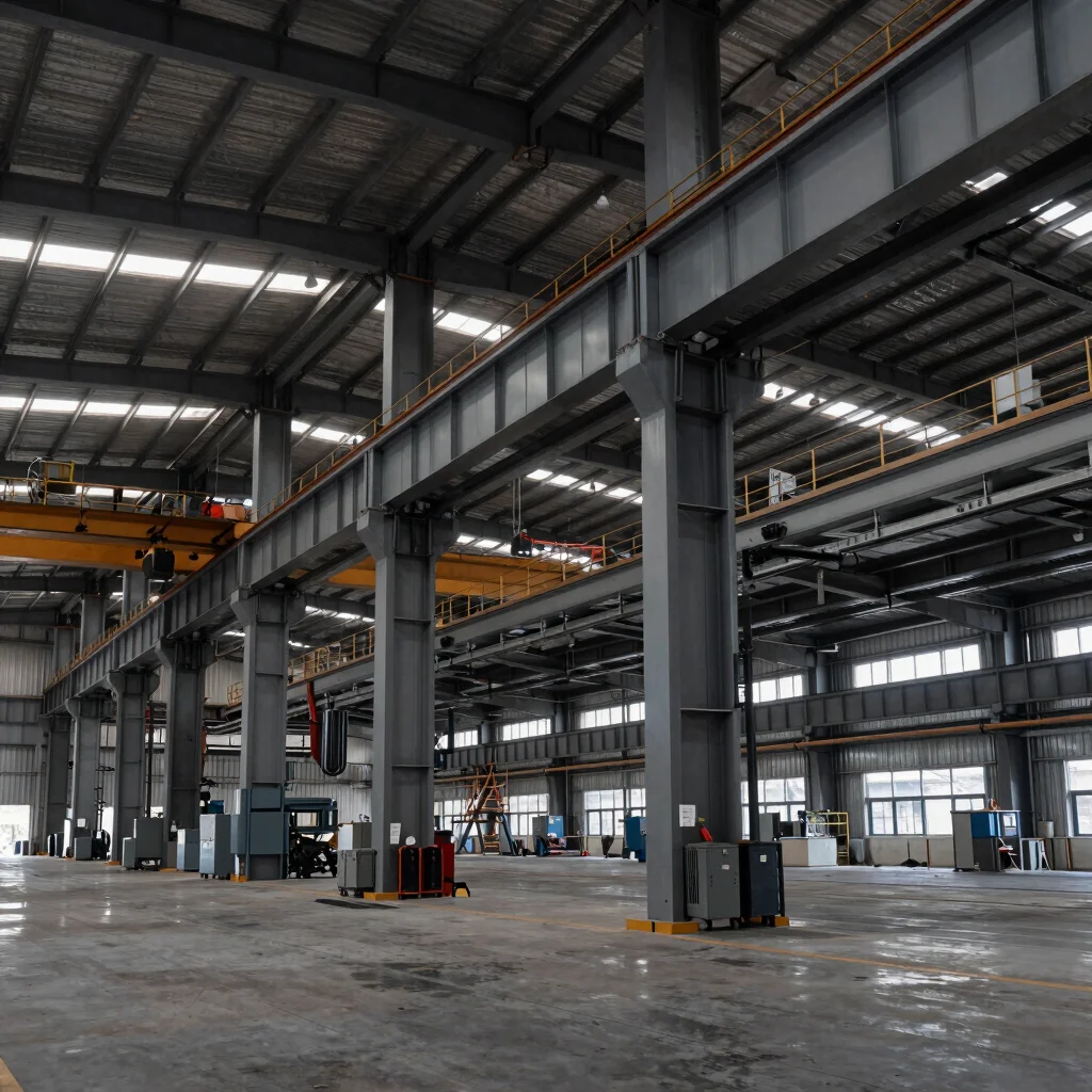 Khung thép nhà xưởng đang được lắp dựng — ảnh minh hoạ kết cấu thép
